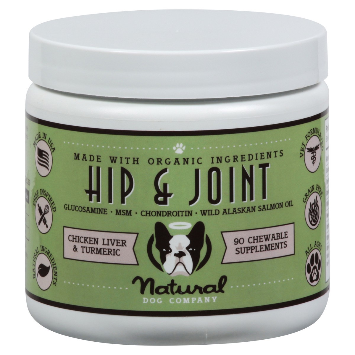 slide 1 of 9, Natural Dog Company Hip & Joint Chicken Liver & Turmeric Chewable Supplements 90 ea, 90 ct