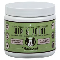 Natural Dog Company Hip & Joint Chicken Liver & Turmeric Chewable Supplements - 90 ea