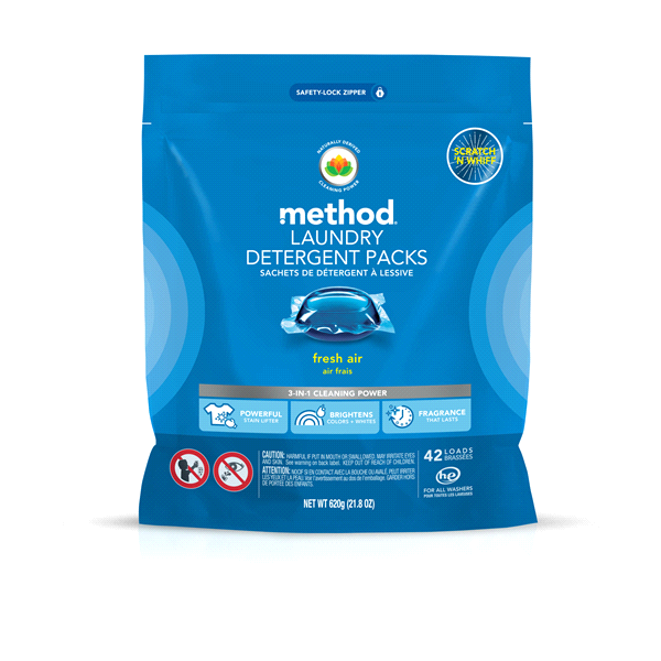 slide 1 of 1, method Laundry Detergent Packs, Fresh Air, 42 ct