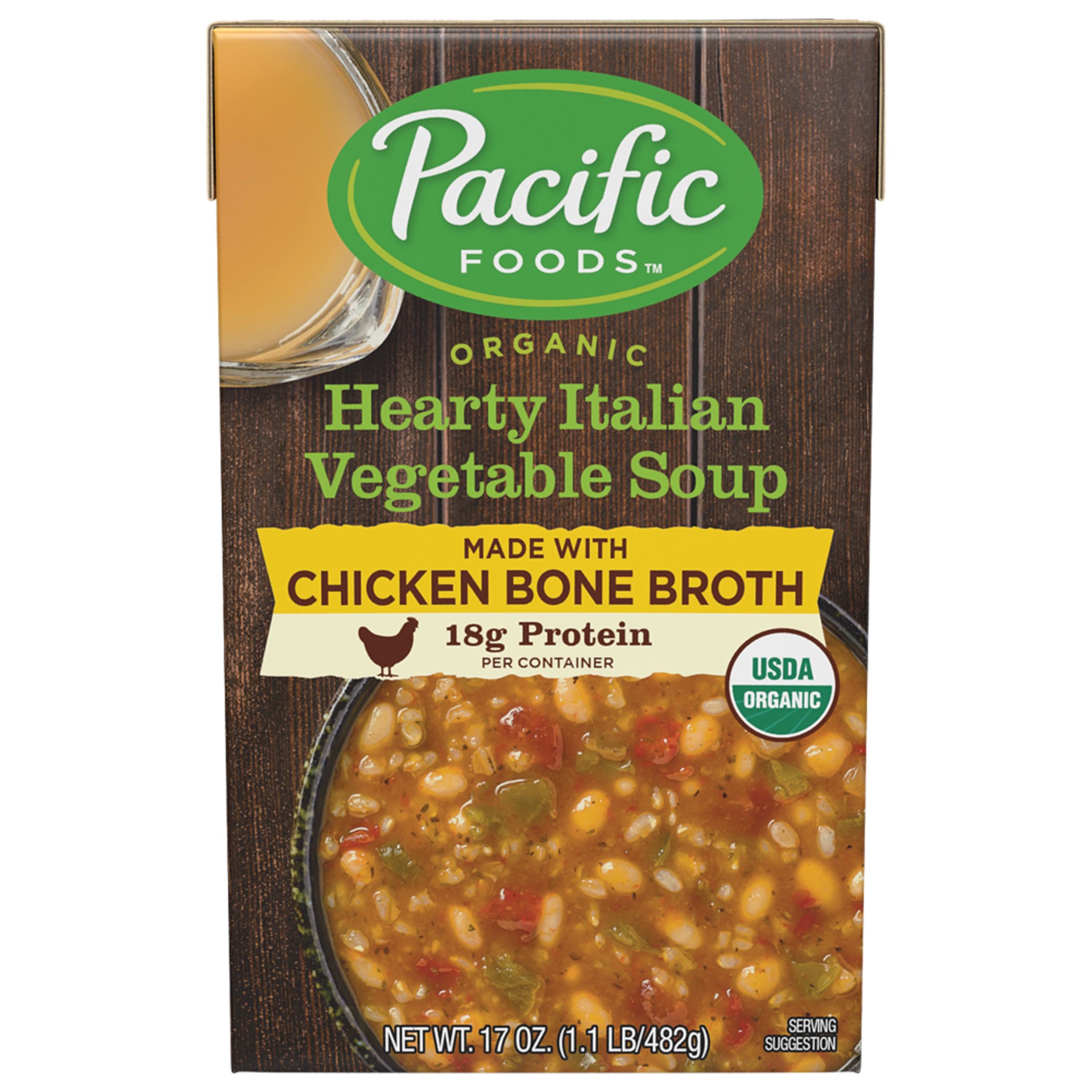 slide 1 of 5, Pacific Foods Organic Bone Broth Hearty Italian Vegetable Soup, 17oz, 17 oz