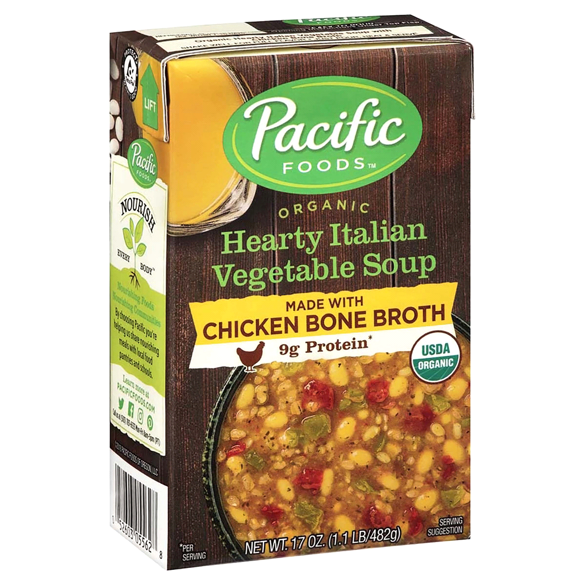 slide 1 of 1, Pacific Foods Organic Chicken Bone Broth Hearty Italian Vegetable Soup, 17 oz