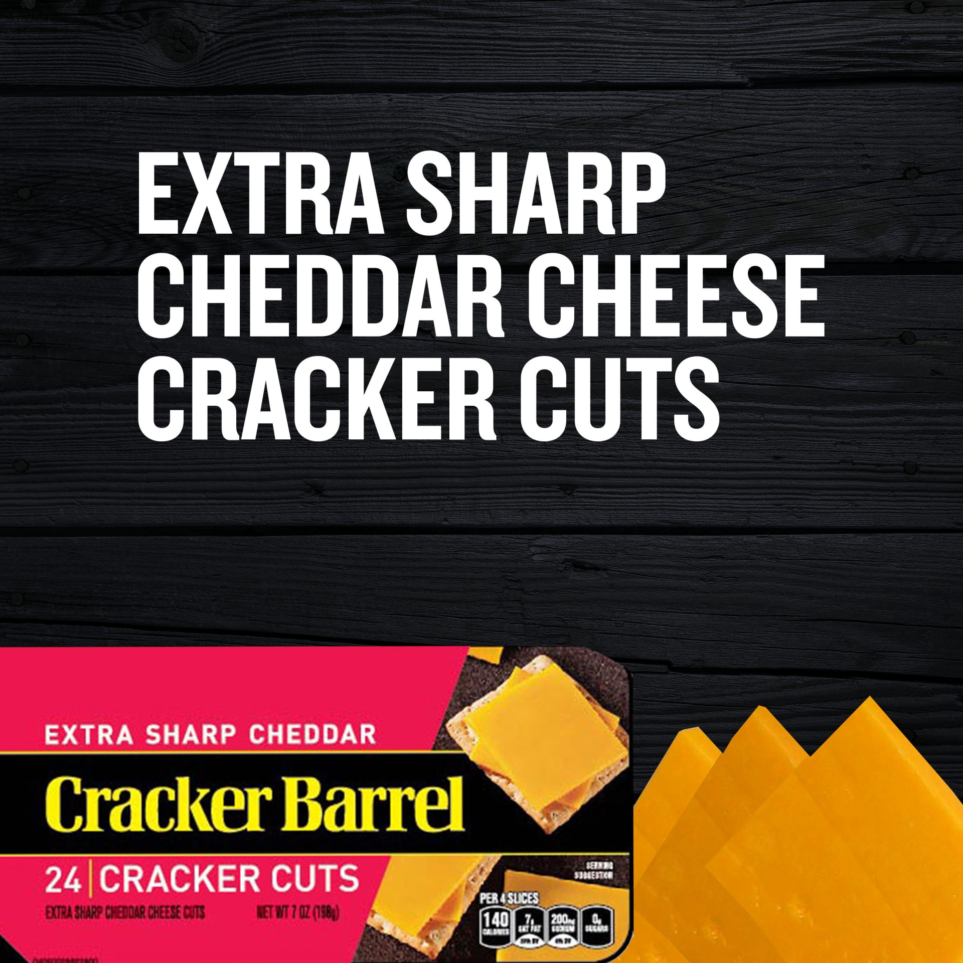 slide 2 of 10, Cracker Barrel Cracker Cuts Extra Sharp Yellow Cheddar Cheese Slices, 24 ct Tray, 24 ct