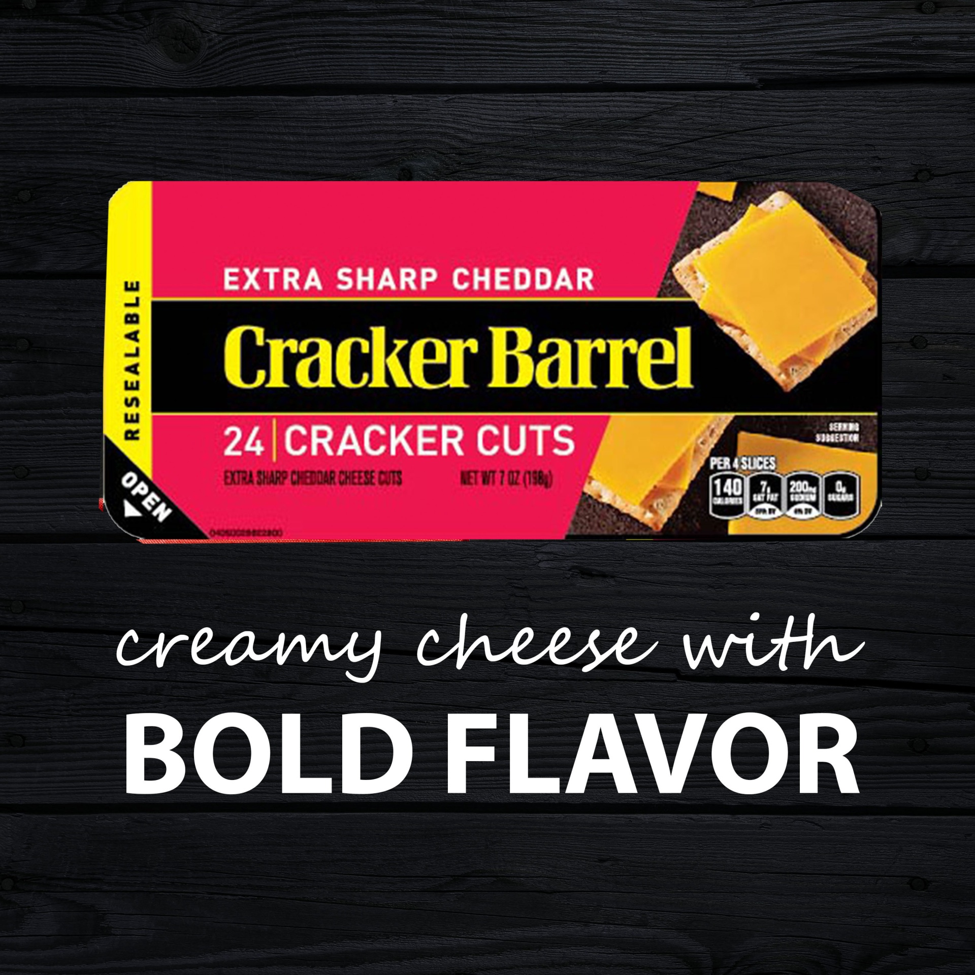 slide 4 of 10, Cracker Barrel Cracker Cuts Extra Sharp Yellow Cheddar Cheese Slices, 24 ct Tray, 24 ct
