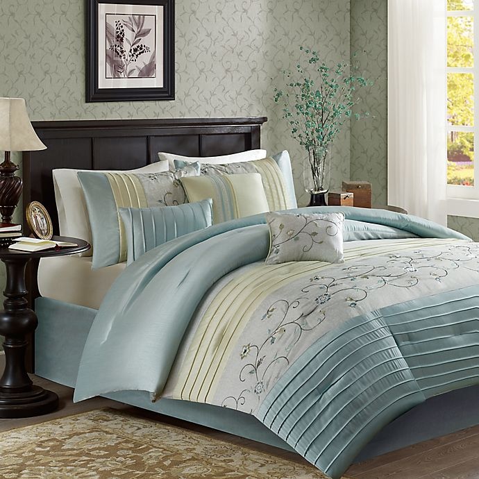 slide 1 of 17, Madison Park Serene California King Comforter Set - Aqua, 7 ct