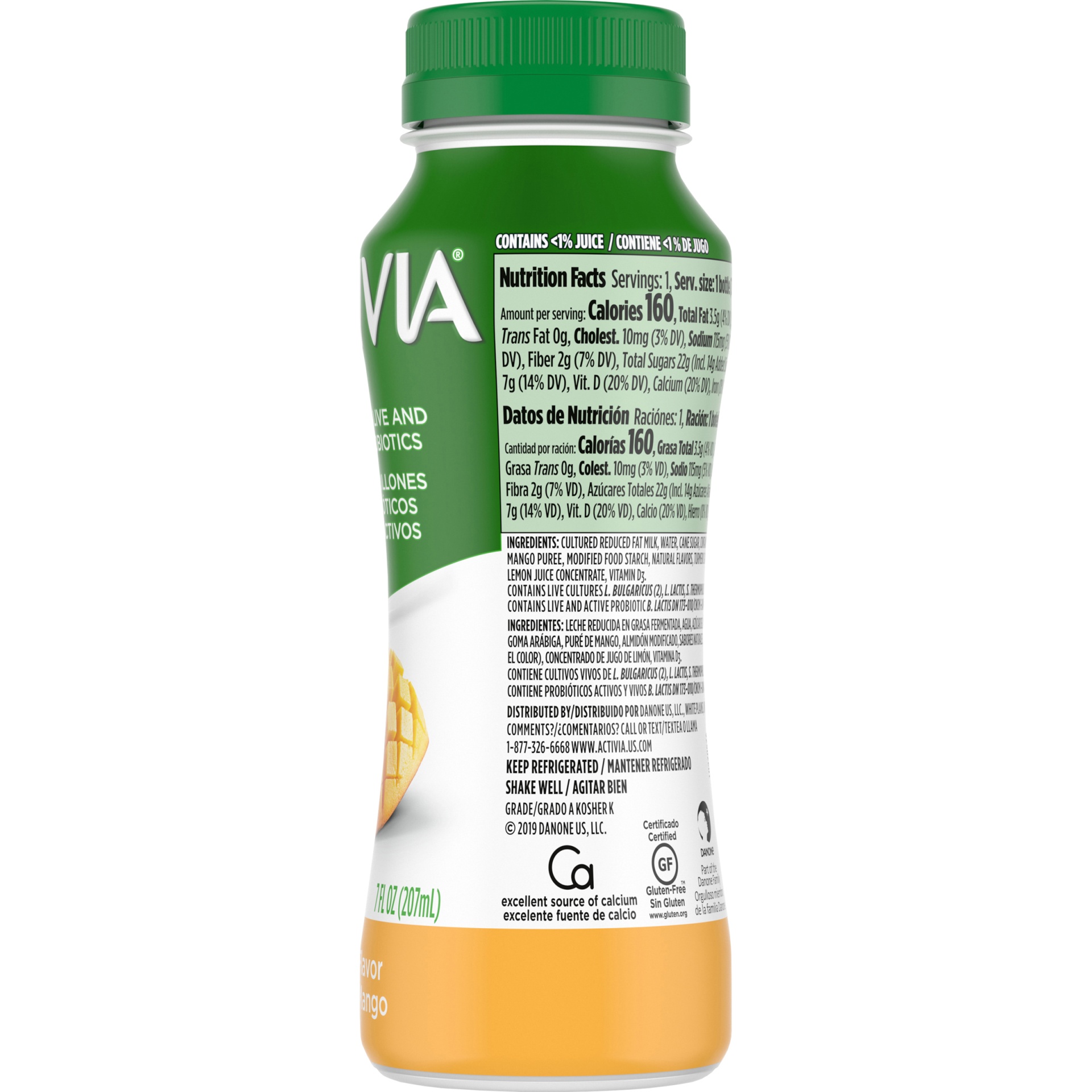 slide 4 of 6, Activia Mango Probiotic Lowfat Yogurt Drink, Probiotic Yogurt Drink, 7 FL OZ, 7 fl oz