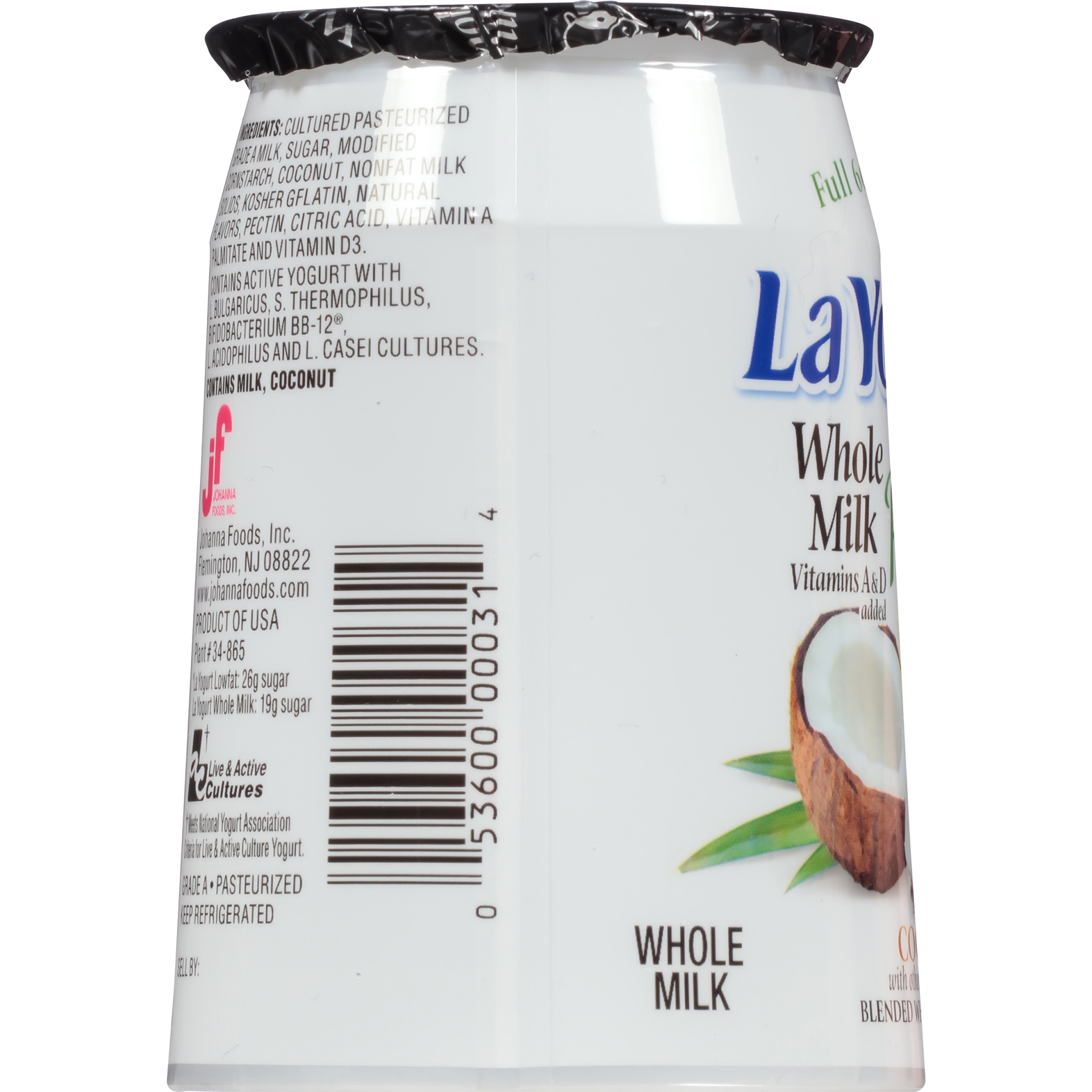 slide 2 of 6, La Yogurt Probiotic Coconut Blended Whole Milk Yogurt, 6 oz