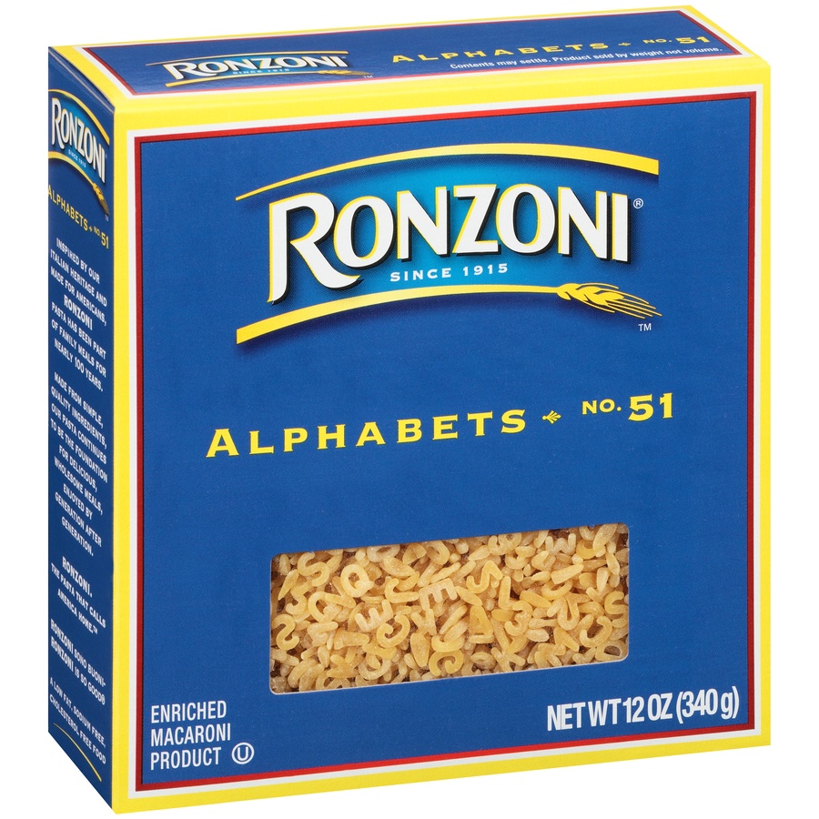 slide 2 of 8, Ronzoni Pasta / Alphabets, 12 oz