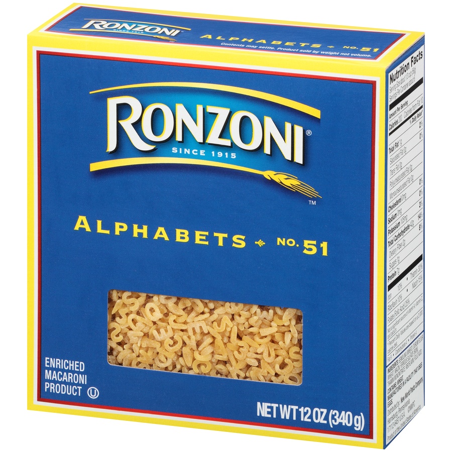 slide 3 of 8, Ronzoni Pasta / Alphabets, 12 oz