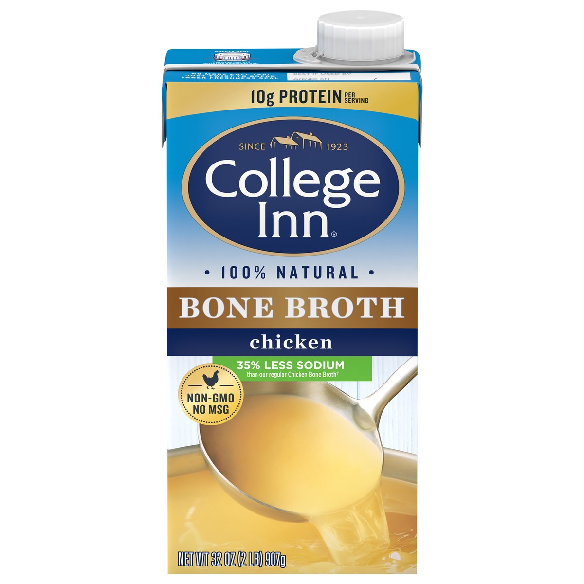 slide 3 of 12, College Inn Less Sodium Chicken Bone Broth 32 oz Carton, 32 oz