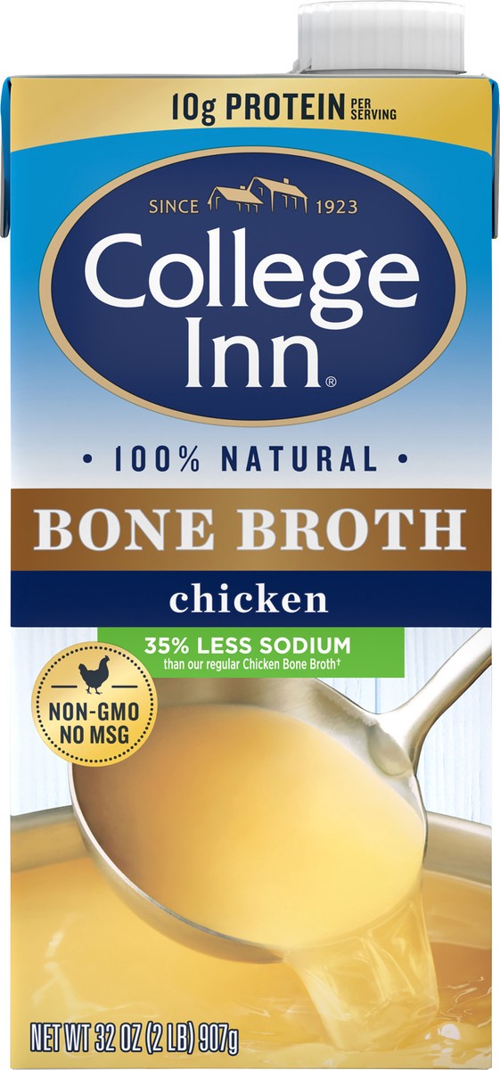 slide 11 of 12, College Inn Less Sodium Chicken Bone Broth 32 oz Carton, 32 oz