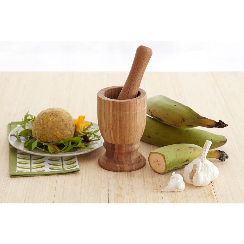 slide 3 of 4, IMUSA Small Bamboo Mortar and Pestle, 1 ct