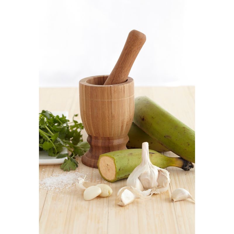 slide 4 of 4, IMUSA Small Bamboo Mortar and Pestle, 1 ct