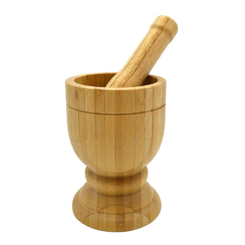 slide 1 of 4, IMUSA Small Bamboo Mortar and Pestle, 1 ct