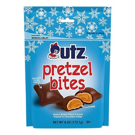 slide 1 of 1, Utz Milk Chocolate Peanut Butter Pretzel Bites, 6 oz