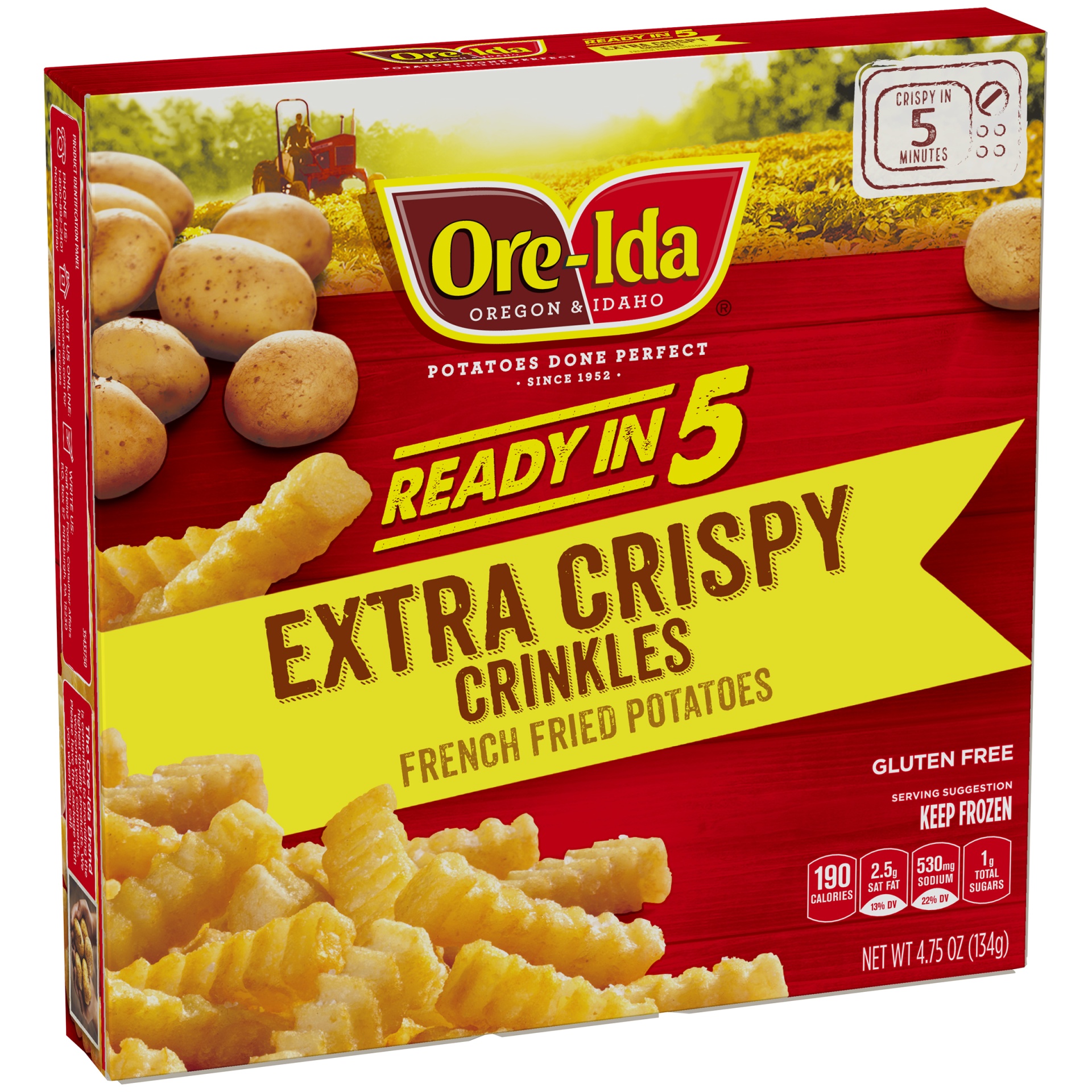 slide 2 of 6, Ore-Ida Ready in 5 Extra Crispy Crinkles French Fries Fried Microwavable Frozen Potatoes, 4.75 oz