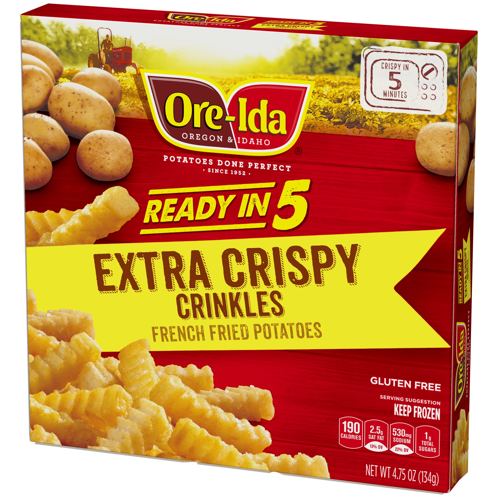slide 3 of 6, Ore-Ida Ready in 5 Extra Crispy Crinkles French Fries Fried Microwavable Frozen Potatoes, 4.75 oz