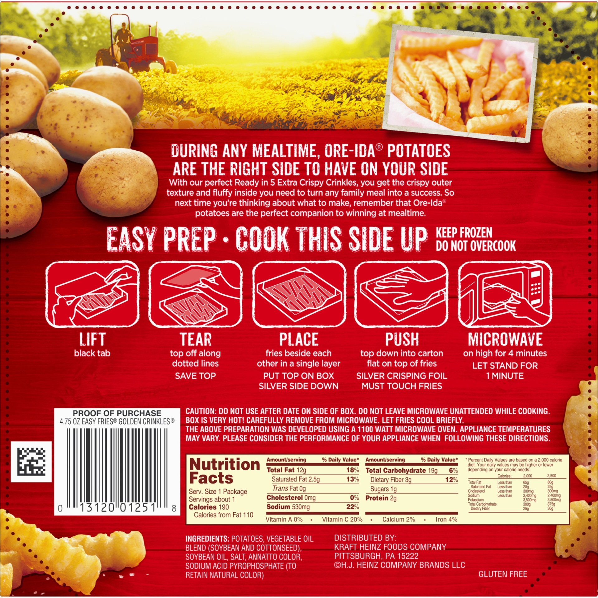 slide 4 of 6, Ore-Ida Ready in 5 Extra Crispy Crinkles French Fries Fried Microwavable Frozen Potatoes, 4.75 oz