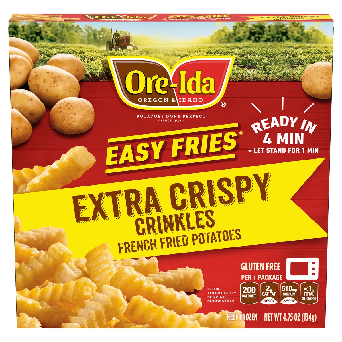 slide 4 of 14, Ore-Ida Ready in 5 Extra Crispy Crinkles French Fries Fried Microwavable Frozen Potatoes, 4.75 oz Box, 4.75 oz