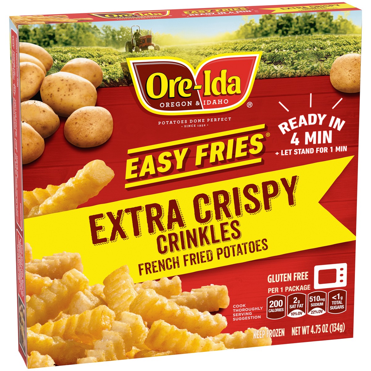 slide 12 of 14, Ore-Ida Ready in 5 Extra Crispy Crinkles French Fries Fried Microwavable Frozen Potatoes, 4.75 oz Box, 4.75 oz