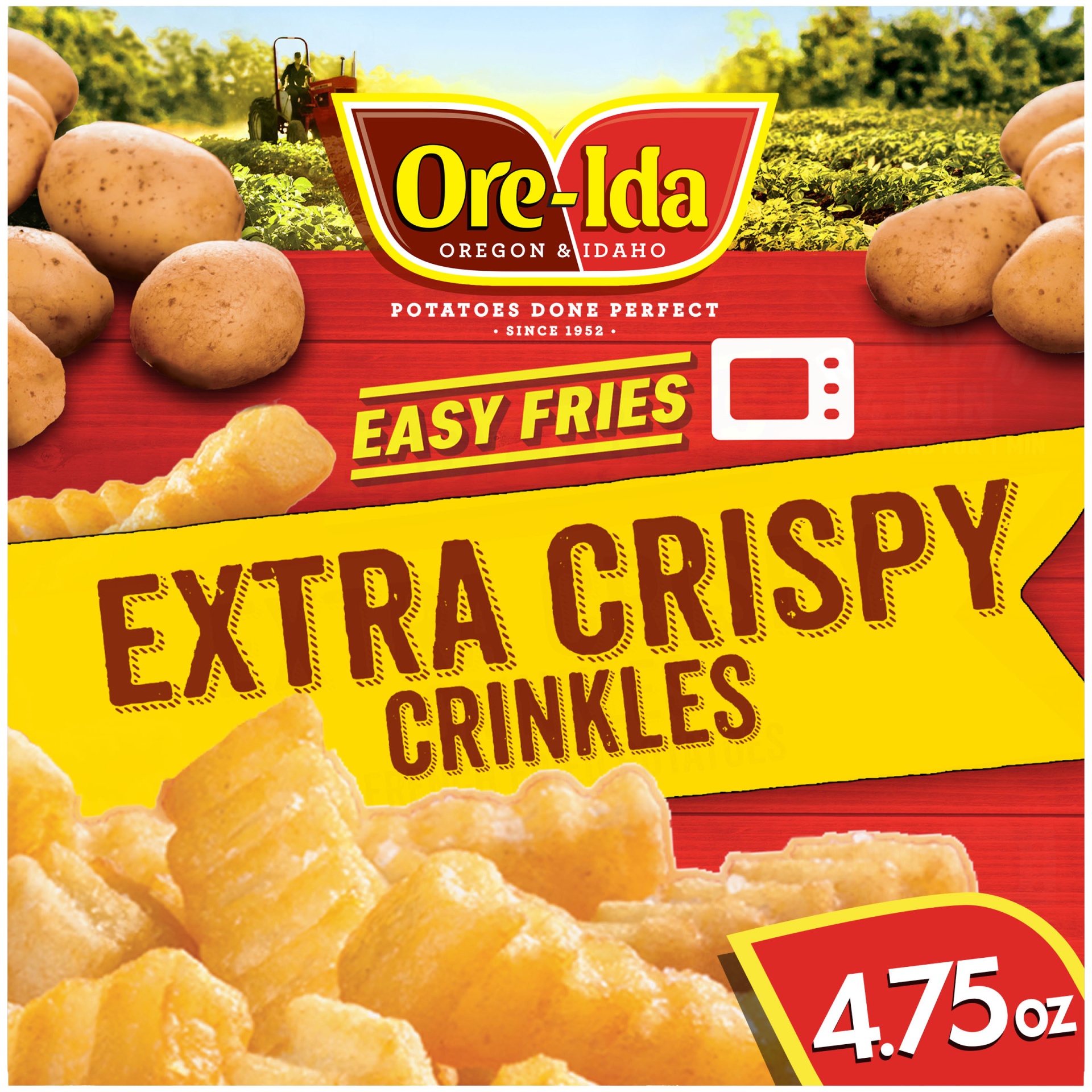 slide 1 of 1, Ore-Ida Ready in 5 Extra Crispy Crinkles French Fries Fried Microwavable Frozen Potatoes, 4.75 oz