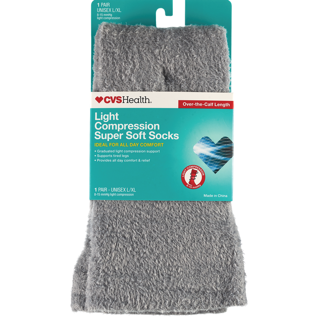 slide 1 of 1, CVS Health Super Soft Light Comp Otc Sock L/Xl, 1 ct