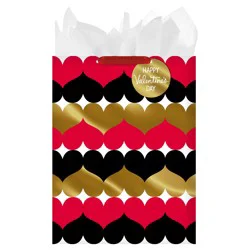 Hallmark 17" Extra Large Valentine''s Day Gift Bag with Tissue Paper (Black, Red, Gold Hearts) for Husband, Wife, Boyfriend, Girlfriend, Newlyweds