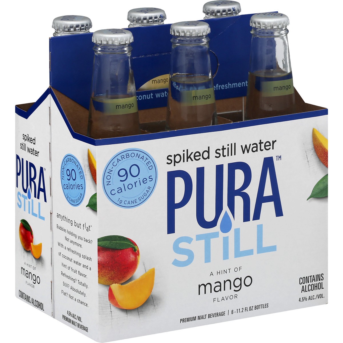 slide 3 of 8, Pura Still Still Water, Spiked, Mango, 6 ct; 11.2 fl oz