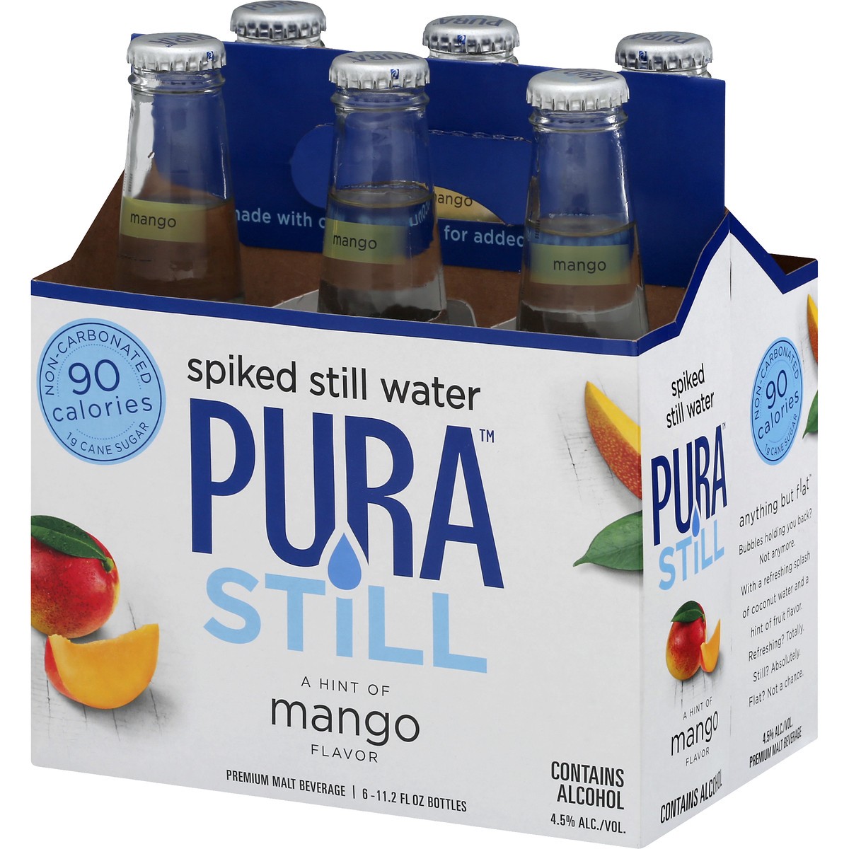 slide 2 of 8, Pura Still Still Water, Spiked, Mango, 6 ct; 11.2 fl oz