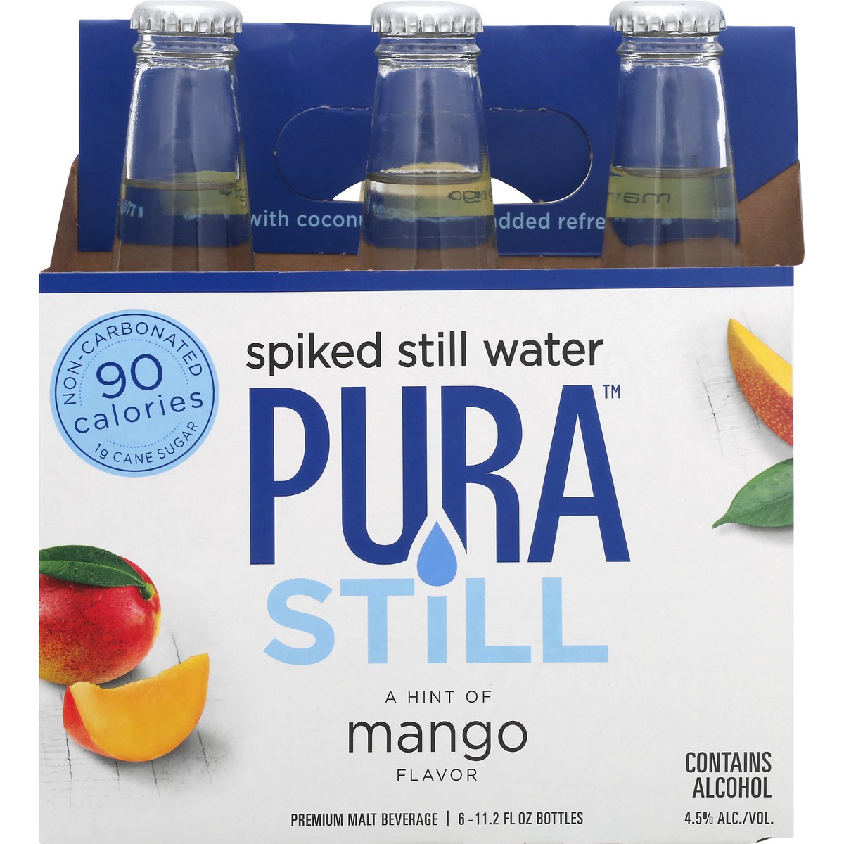 slide 8 of 8, Pura Still Still Water, Spiked, Mango, 6 ct; 11.2 fl oz