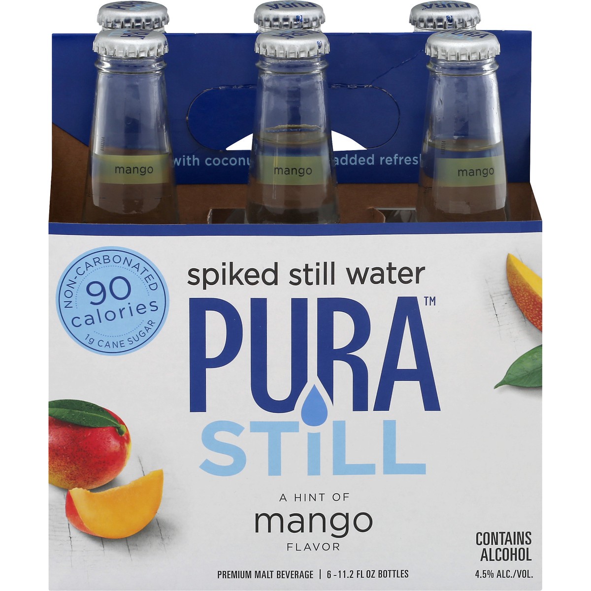 slide 1 of 8, Pura Still Still Water, Spiked, Mango, 6 ct; 11.2 fl oz