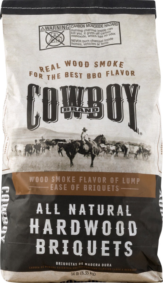 slide 3 of 9, Cowboy Charcoal All Natural Hardwood Briquets 14 lb, 14 lb