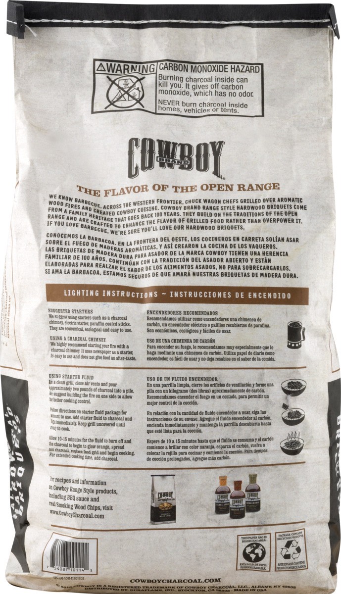 slide 6 of 9, Cowboy Charcoal All Natural Hardwood Briquets 14 lb, 14 lb