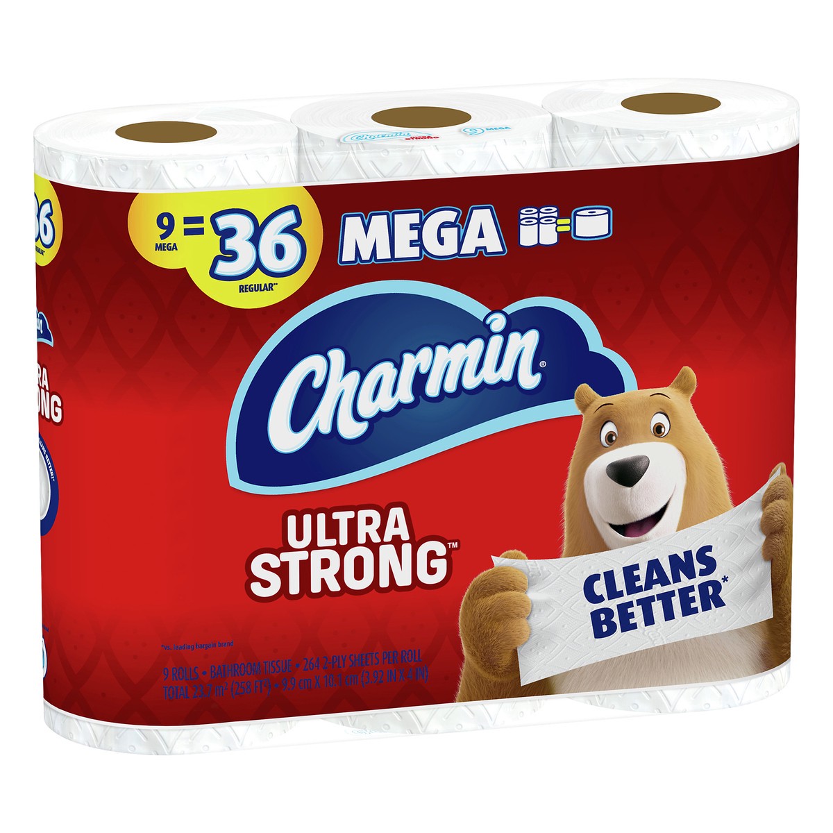 slide 2 of 6, Charmin Ultra Strong Bath Tissue Mega 9Ct, 280 sq ft