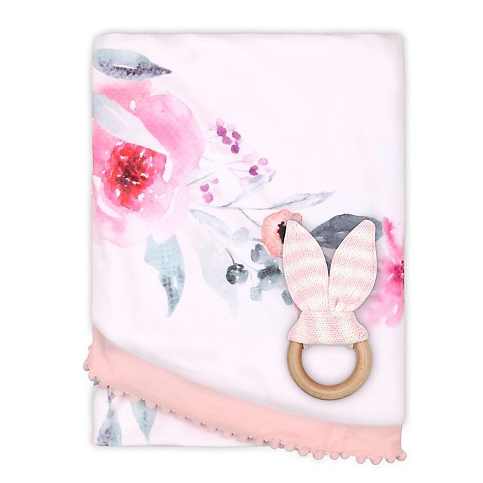 slide 1 of 4, The Peanutshell The Peanut Shell Farmhouse Flowers Baby Blanket - White/Pink, 1 ct