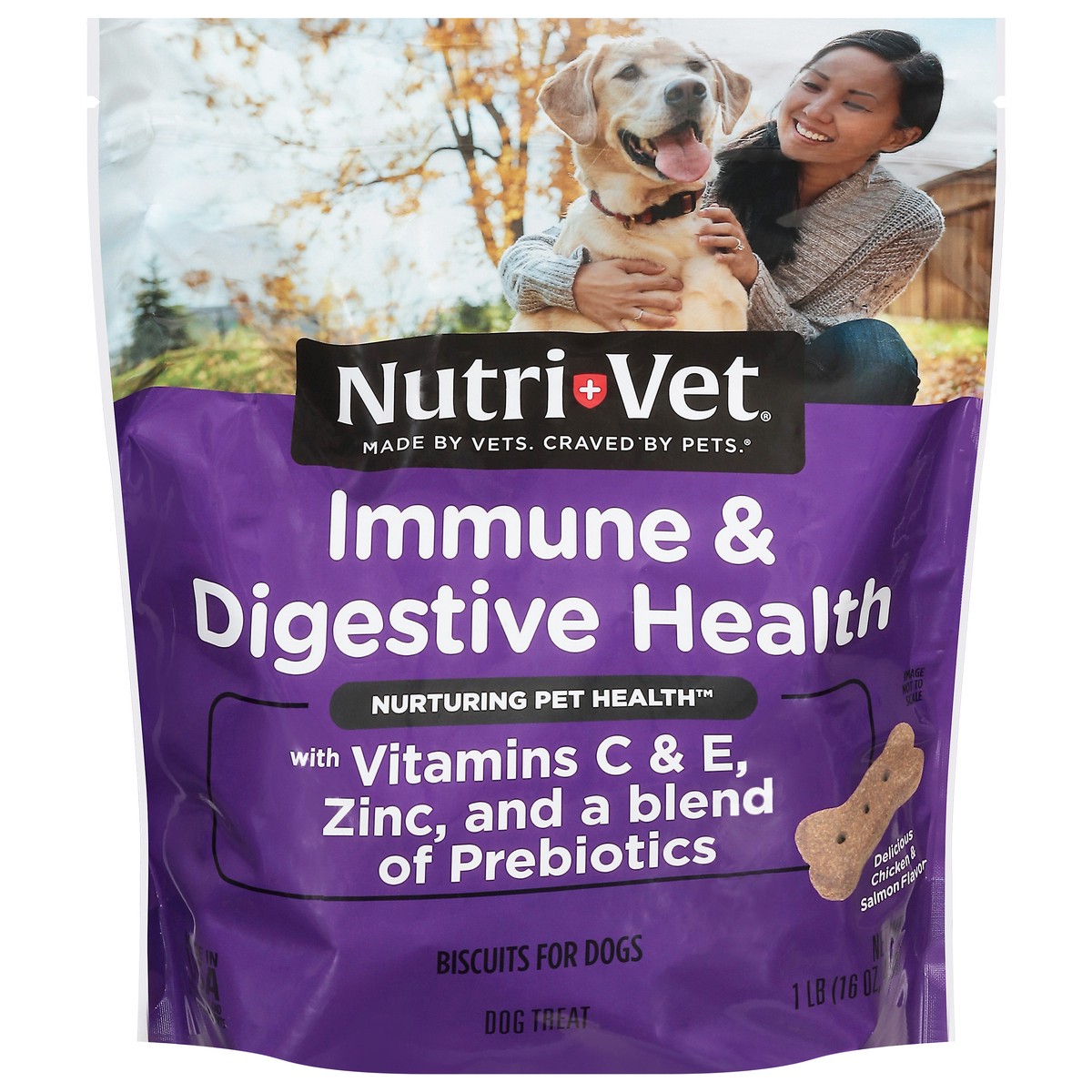 slide 4 of 16, Nutri-Vet Immune & Digestive Health Chicken & Salmon Flavor Biscuits for Dogs 1 lb, 16 oz