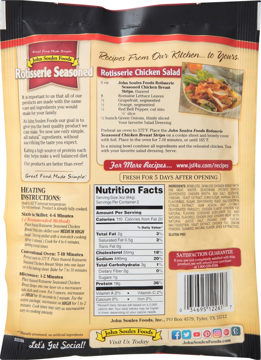 slide 3 of 7, John Soules Foods Rotisserie Seasoned Chicken​​ Breast Strips 6 OZ Bag, 6 oz