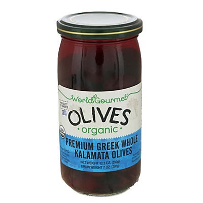 slide 1 of 1, World Gourmet Organic Kalamata Whole Olives, 12.3 oz