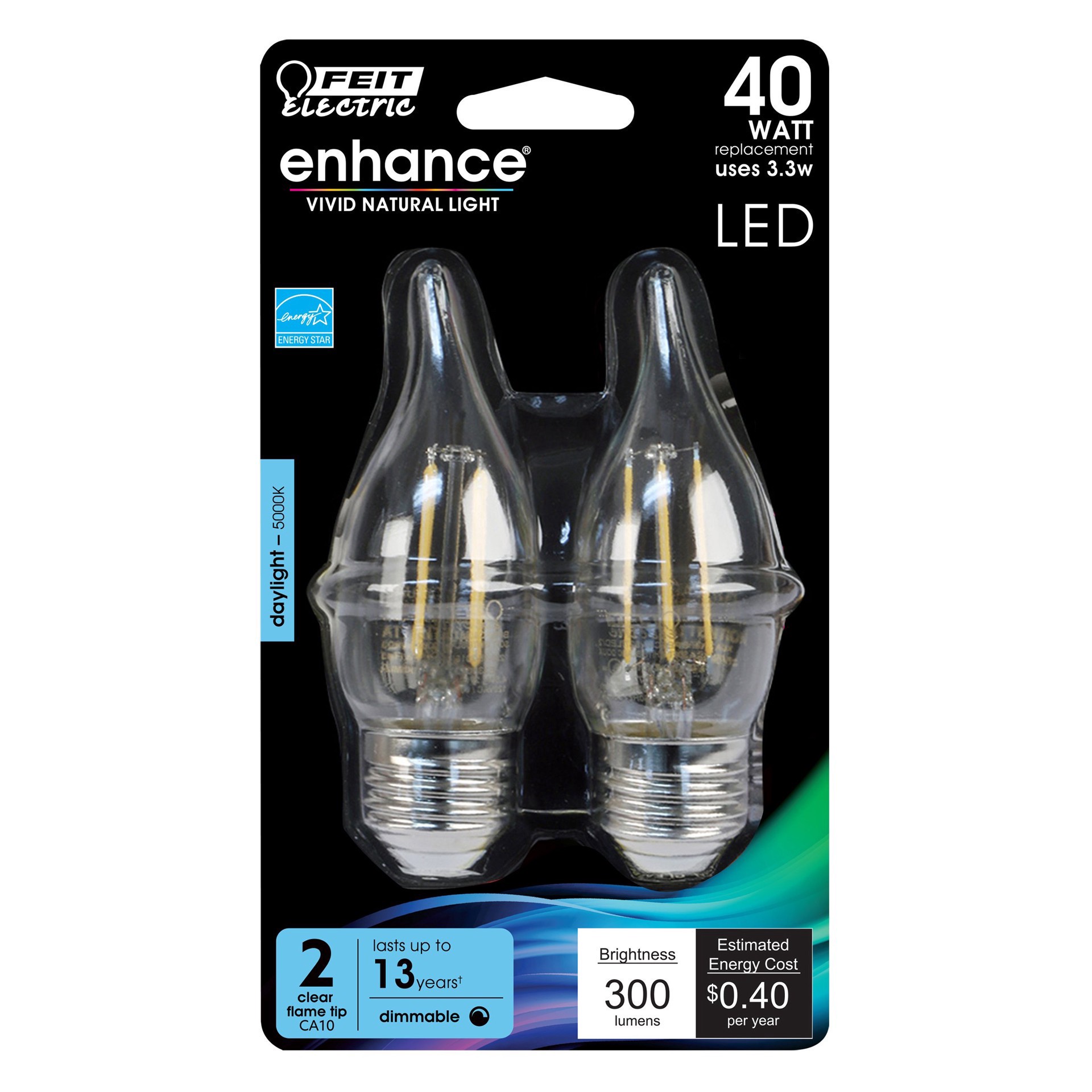 slide 1 of 1, Feit Electric Enhance40 WattLED Daylight Bulb, 2 ct