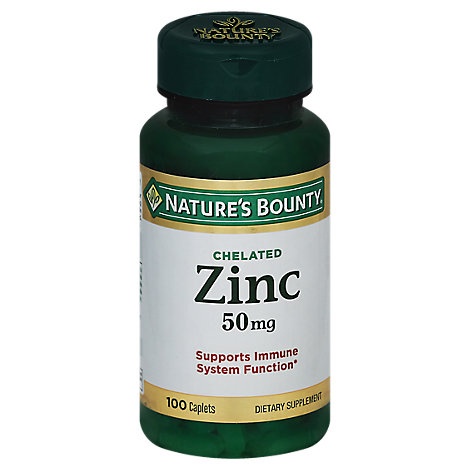 slide 1 of 1, Natures Bounty Dietary Supplement Caplets Zinc Chelated, 100 ct