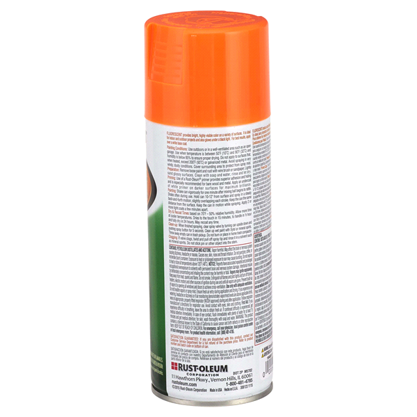 slide 8 of 9, Rust-Oleum Specialty Fluorescent Spray Paint - 1954830, Fluorescent Orange, 11 oz