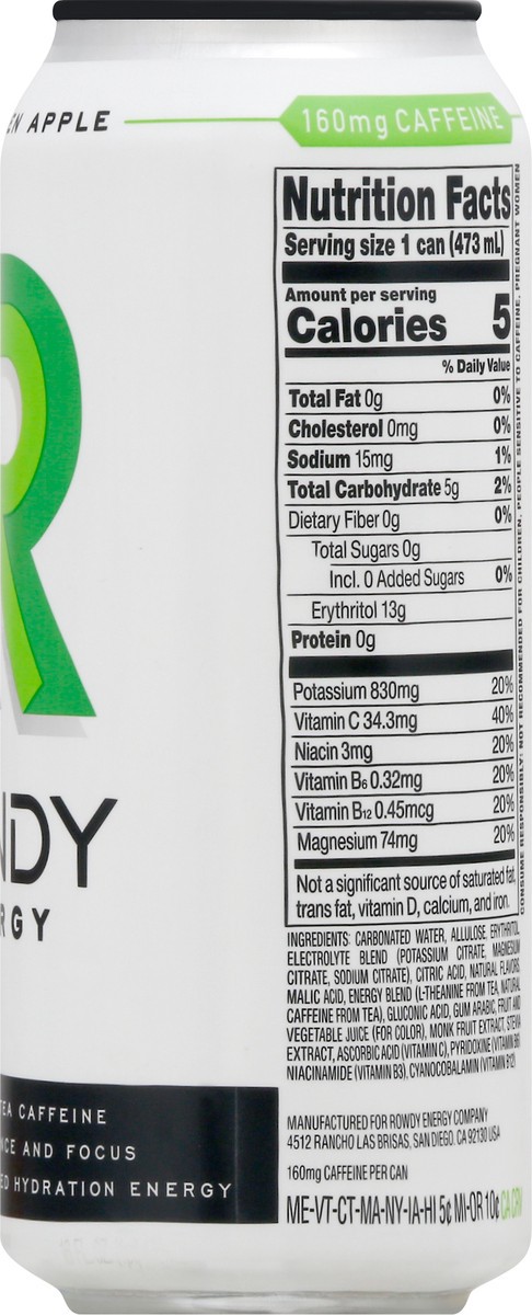 slide 9 of 12, Rowdy Energy Sour Green Apple Energy Drink 1 ea, 1 ct