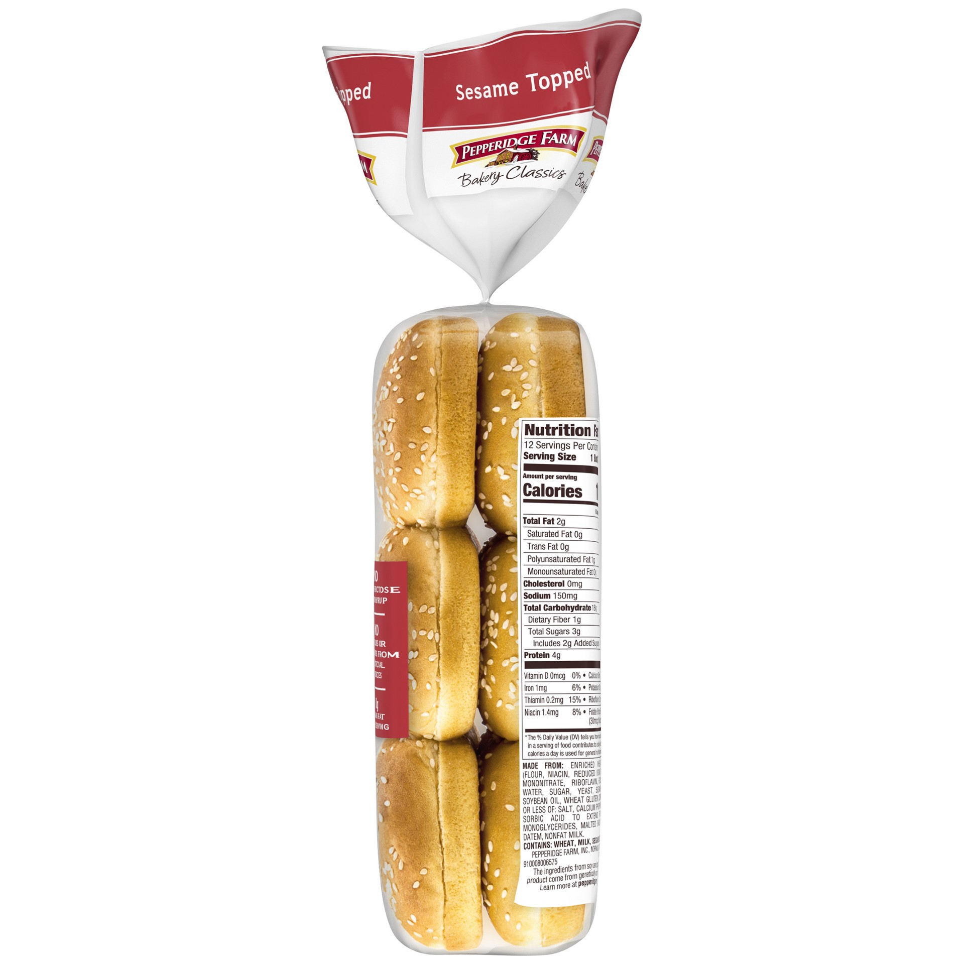 slide 4 of 5, Pepperidge Farm Bakery Classics Sesame Topped Slider Buns, 15.5 oz. Bag, 12-pack, 12 ct