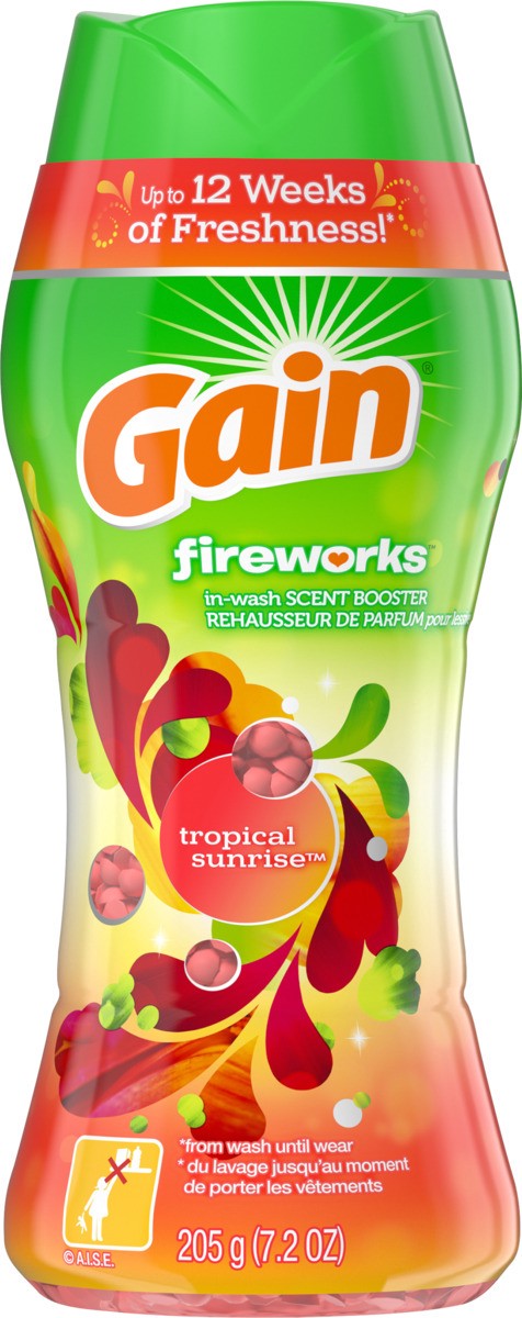 slide 4 of 5, Gain Fireworks Tropical Sunrise In-Wash Scent Booster Beads, 7.2 oz