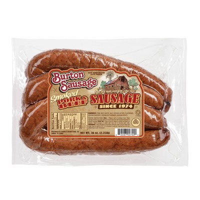 slide 1 of 1, Burton Pork and Beef Sausage- Value Pack, 36 oz