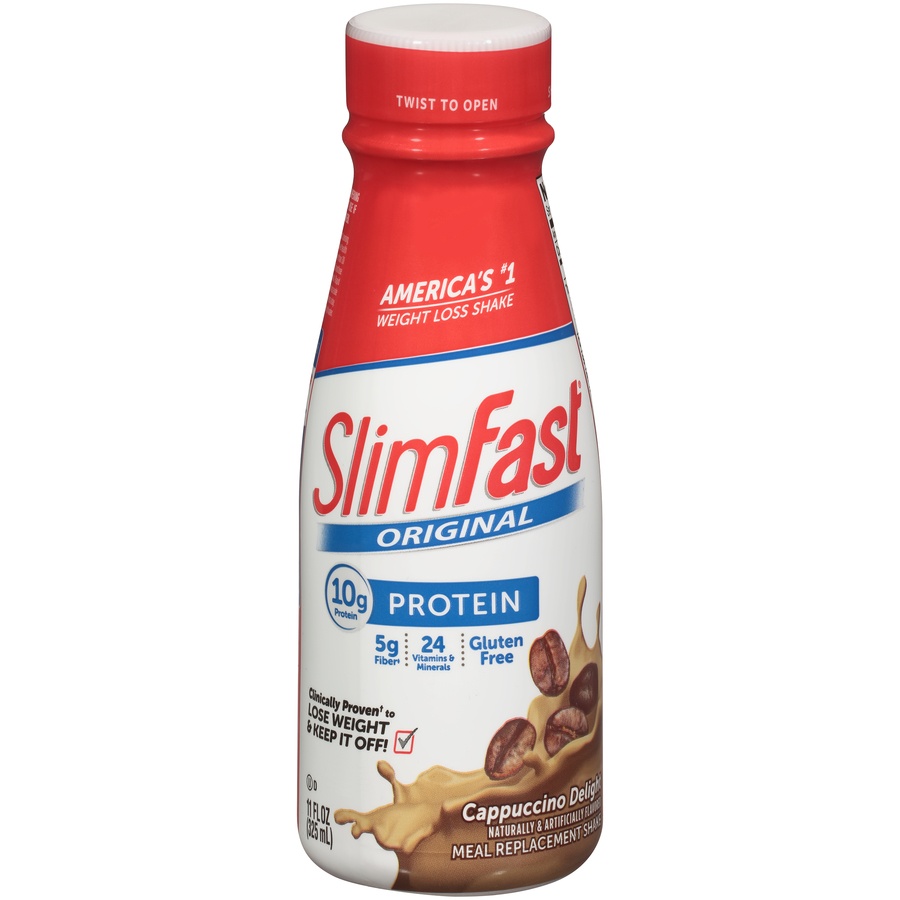 slide 1 of 6, SlimFast Original Cappuccino Delight Meal Replacement Shake, 11 fl oz