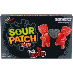 SOUR PATCH KIDS Sour Hearts Black Raspberry Soft & Chewy Candy, Valentines Day Candy, 3.08 oz