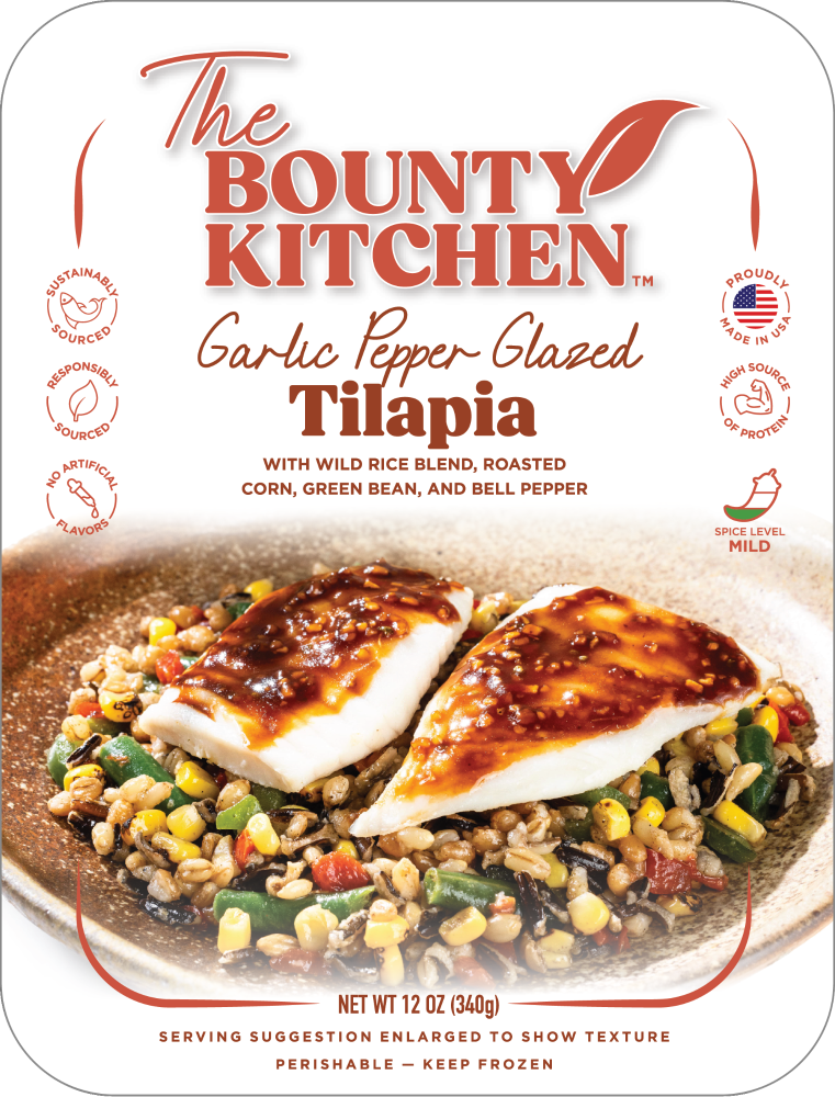 slide 1 of 1, The Bounty Kitchen Garlic Pepper Glazed Tilapia Meal, 12 oz, 12 oz
