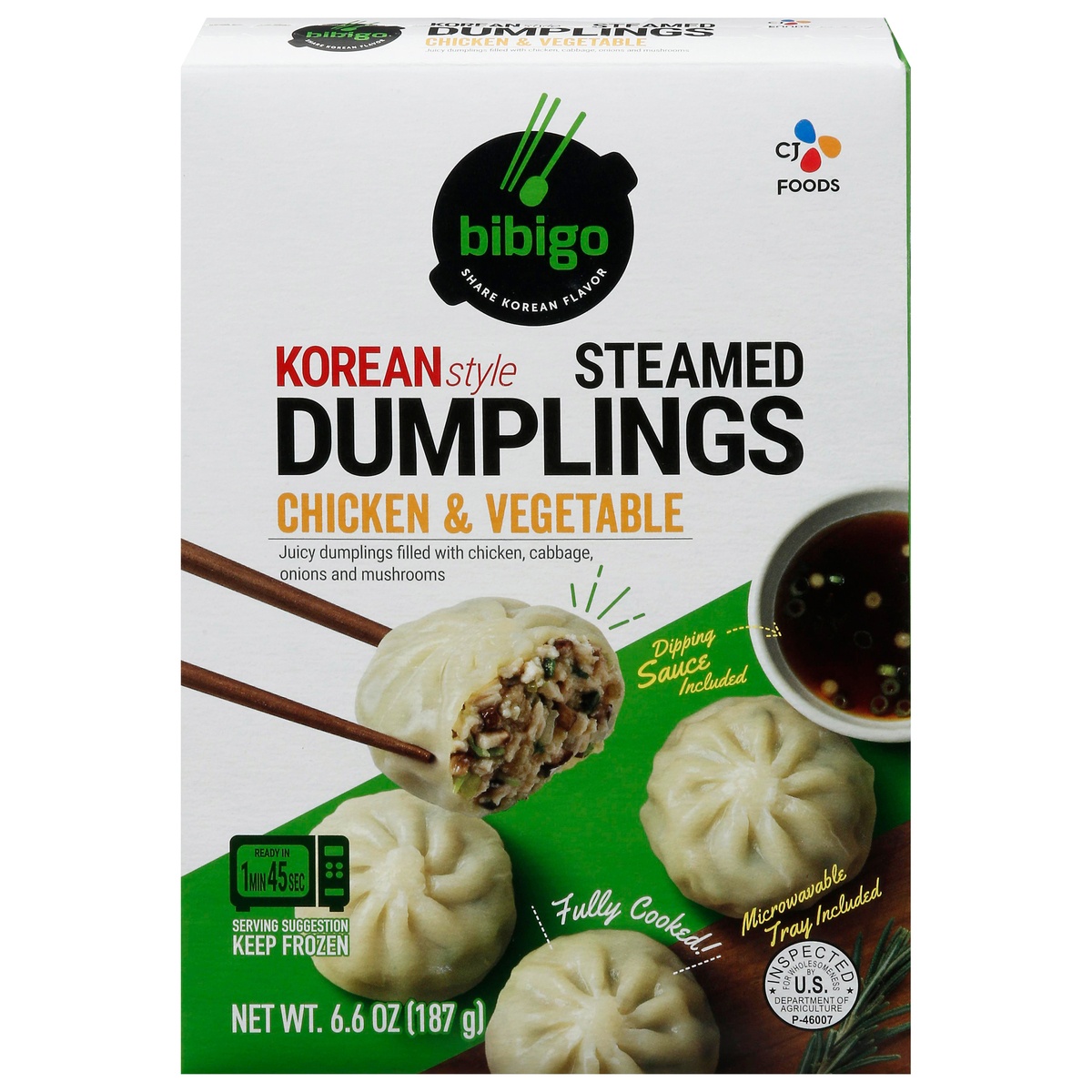 slide 1 of 1, Bibigo Frozen Korean-style Steamed Chicken & Vegetable Dumpling - 6.6oz, 6.6 oz
