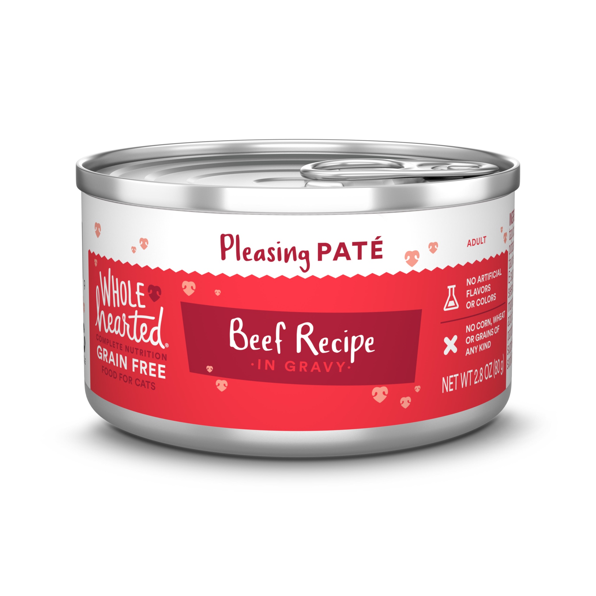 slide 1 of 1, WholeHearted Grain Free Beef Recipe Pate Adult Wet Cat Food, 2.8 oz