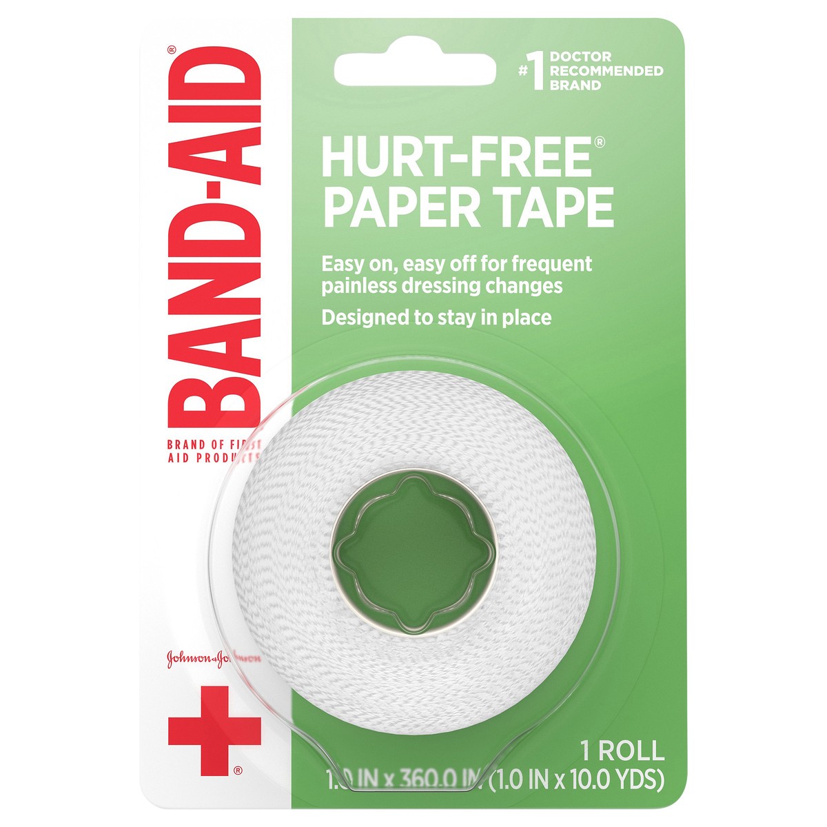 slide 1 of 10, Band-Aid Brand of First Aid Products Hurt-Free Paper Tape, 1 Inch by 10 Yards, 10 yd